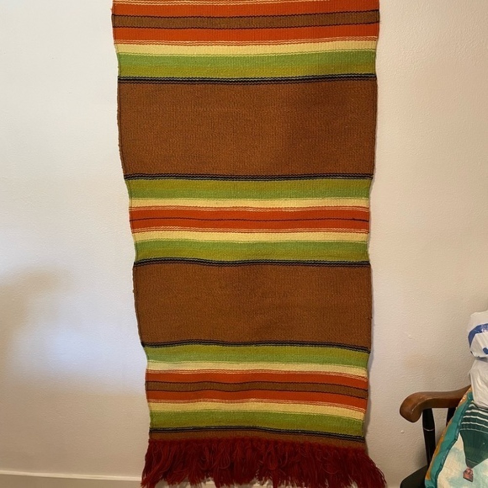 Woven Wall Hanging Orange, Mustard, Brown, Green Vintage Inspired Style, MCM